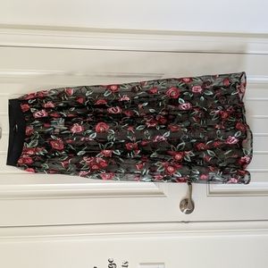 iHeartRaves Long Black Flowerfields Embroidered Mesh Cover Up Skirt